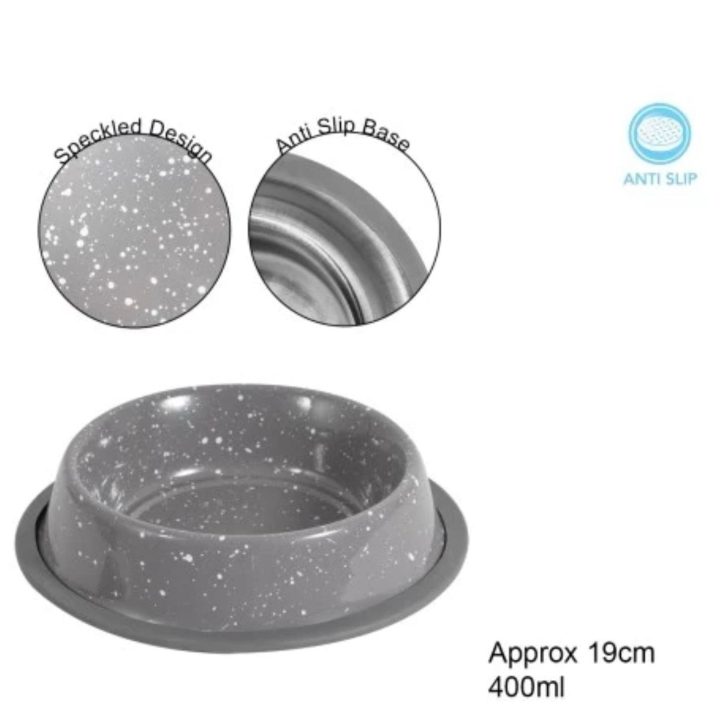 SMART CHOICE Speckled Stainless Steel Pet Bowl 400ML