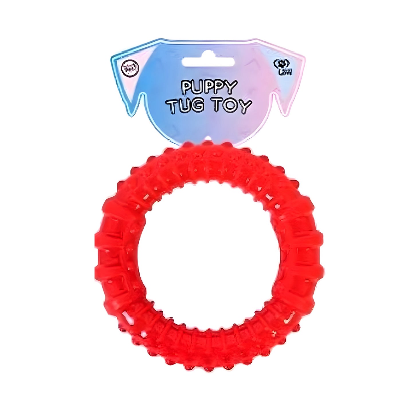 WORLD OF PETS Dog & Puppy Rubber Ring Tug Toy 9CM Assorted Colours