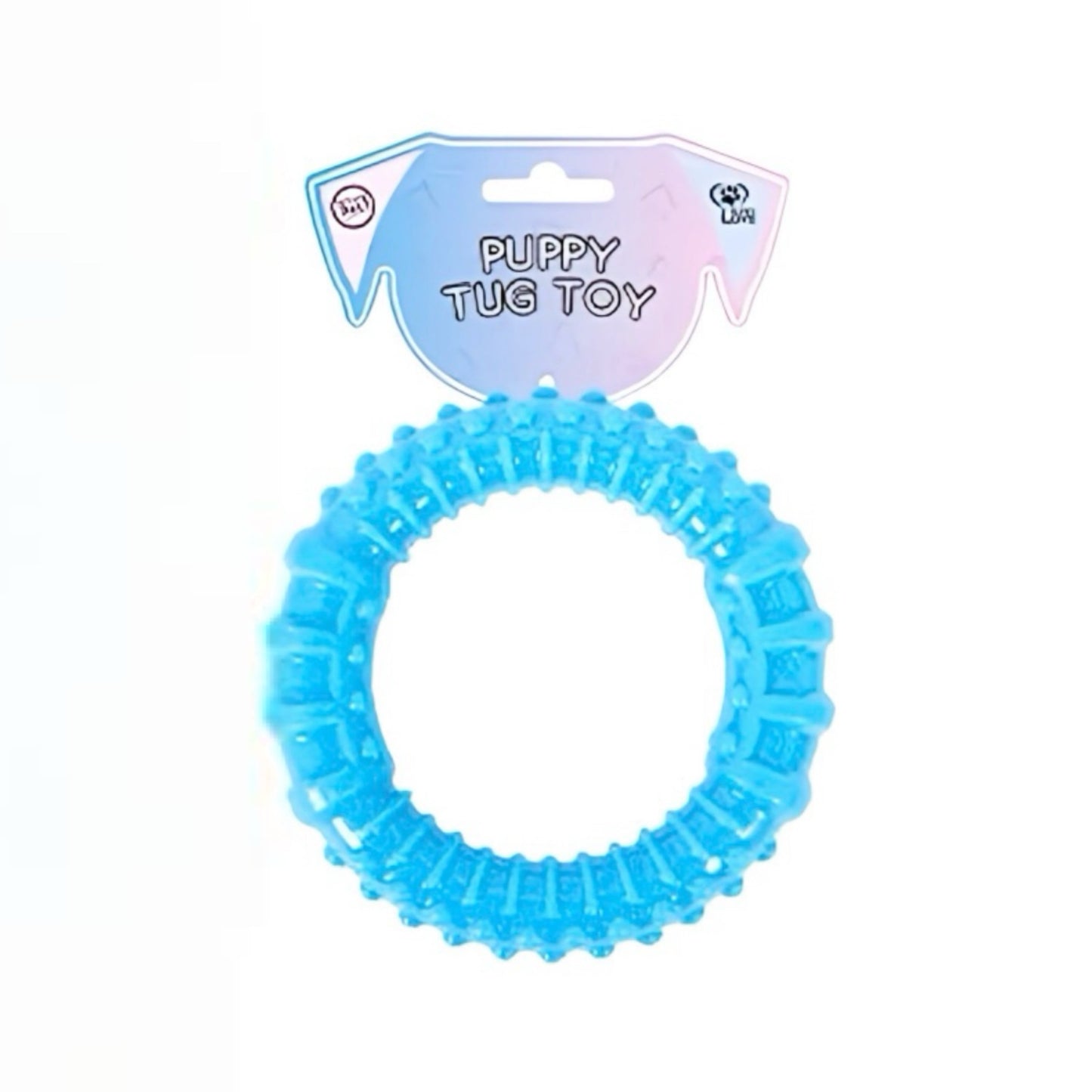 WORLD OF PETS Dog & Puppy Rubber Ring Tug Toy 9CM Assorted Colours