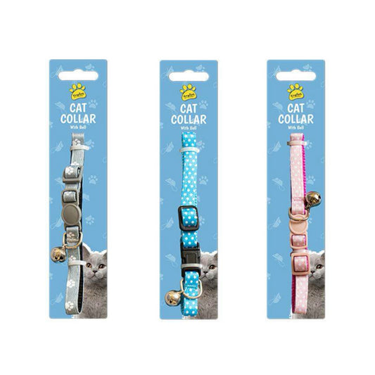 KINGDOM Nylon CAT Collar With BELL Assorted Colours