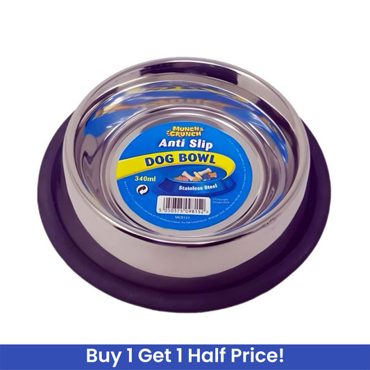 MUNCH & CRUNCH Anti-Skid Metal Dog Bowl 340ML