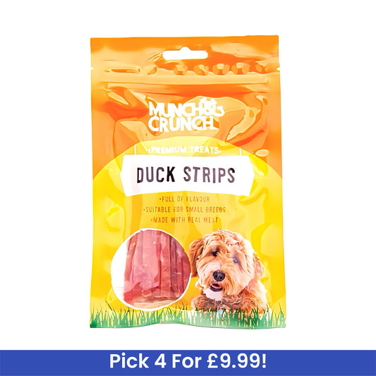 MUNCH & CRUNCH DUCK STRIPS DOG TREATS 70G