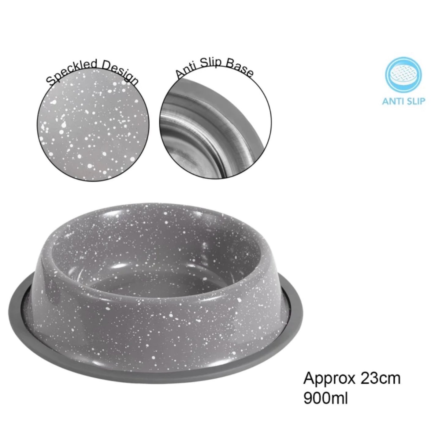 SMART CHOICE Speckled Stainless Steel Pet Bowl 900ML