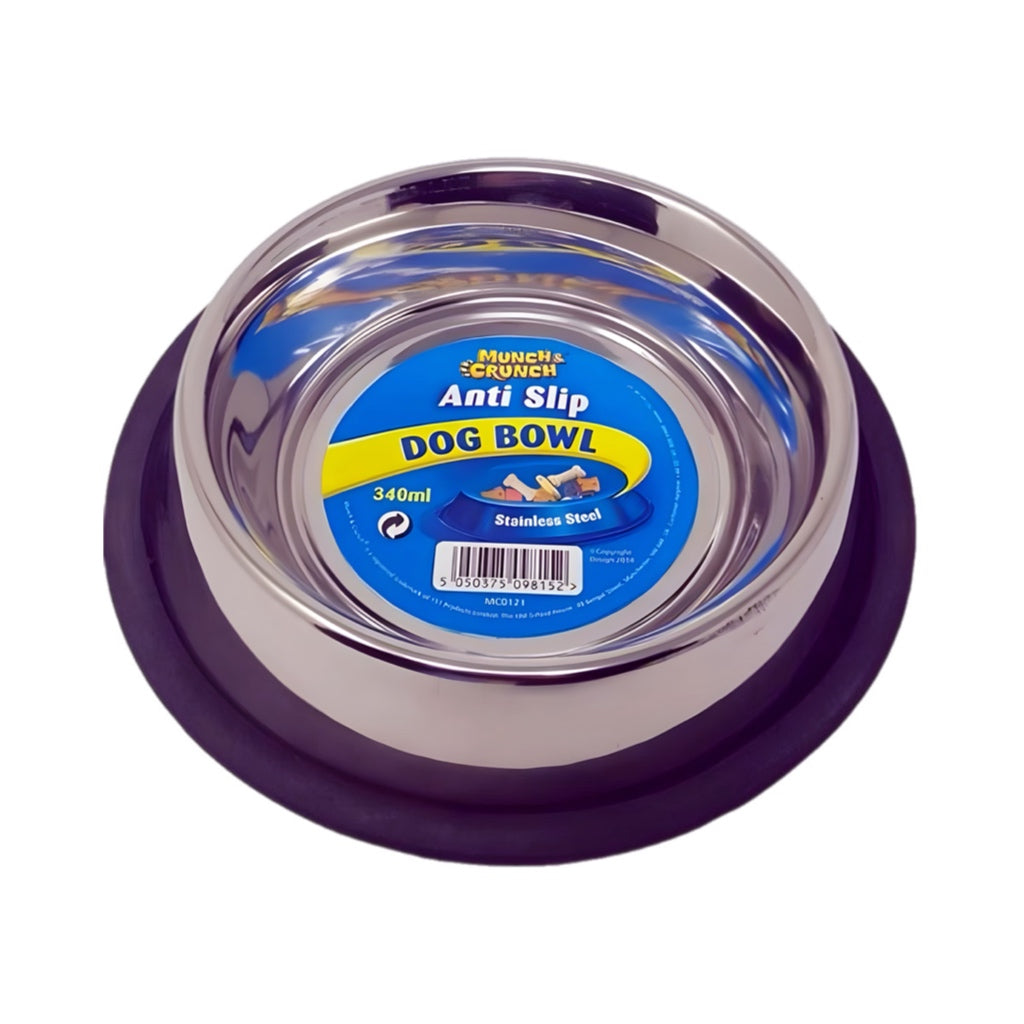 MUNCH & CRUNCH Anti-Skid Metal Dog Bowl 340ML